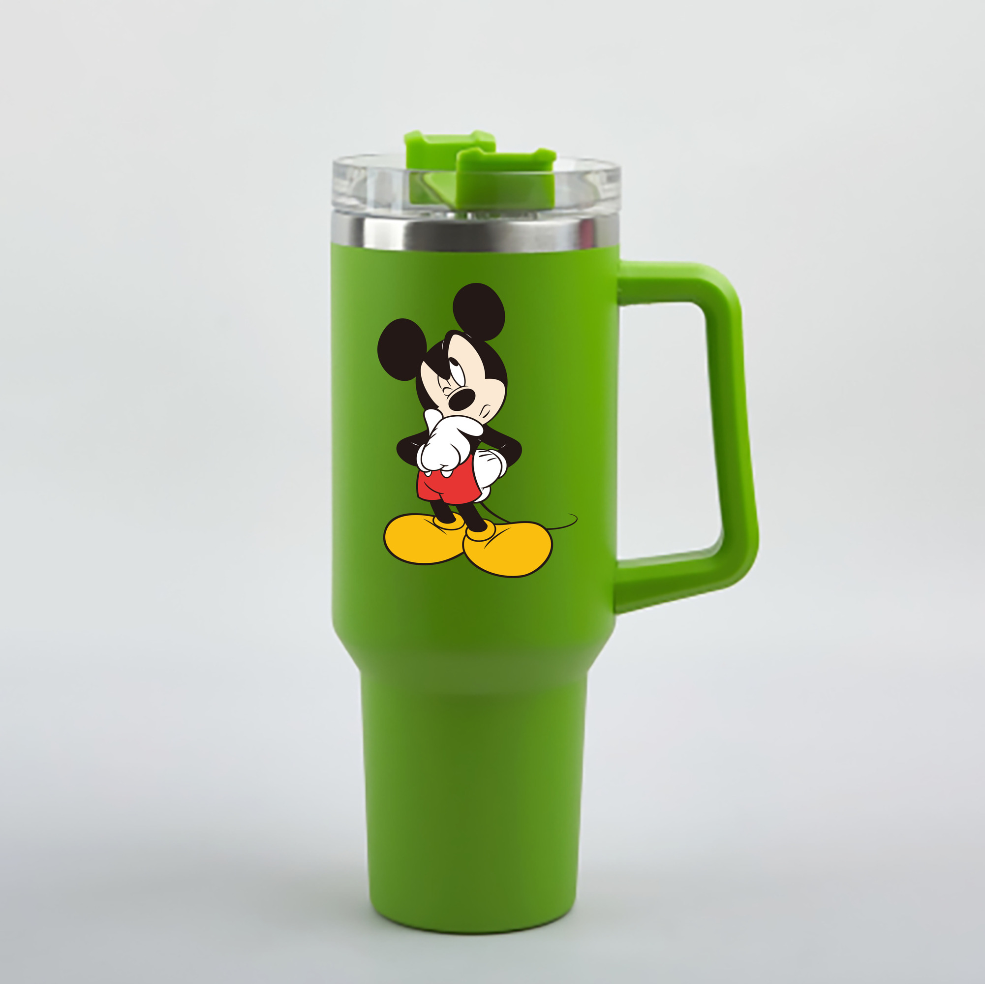 （画像用） ミッキーマウス Mickey Mouse 1200mL車用タンブラー - クリスタルステッカー（プラスチックストロー付き）